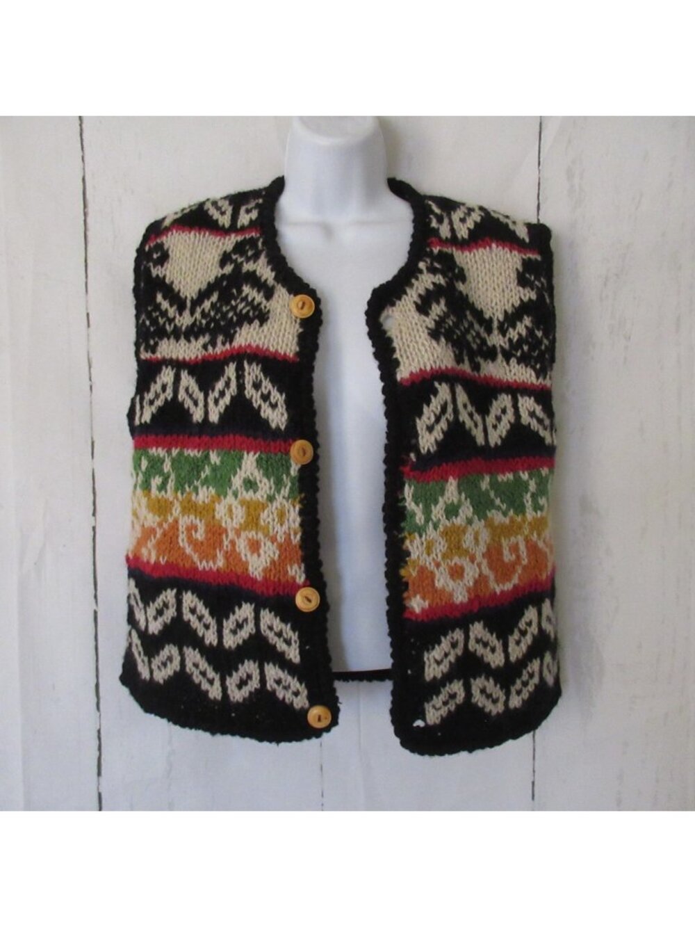 Express Vest M L Y2K Vintage Cardigan Sweater Fair Isle Handknit Wool